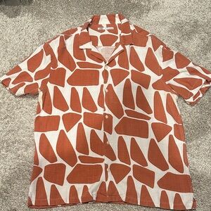 Zara Rust and White Geometric Shirt